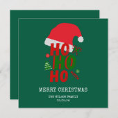 Invitation Elégant Rouge Vert Blanc Joyeux Noël (Devant / Derrière)