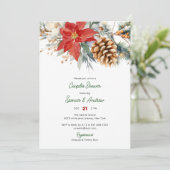 Invitation Elégant Rouge Vert Noël Couples Douche (Debout devant)