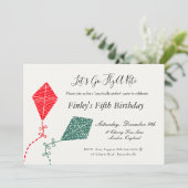 Invitation Elégant rouge vert volant Kite Sky Anniversaire (Debout devant)