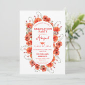 Invitation Elégant Rouge Watercolor Poppies Graduation (Debout devant)