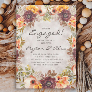 Invitation Elégant rouille Orange Automne Floral Engagement