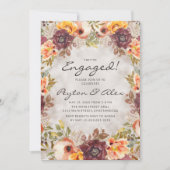 Invitation Elégant rouille Orange Automne Floral Engagement (Devant)