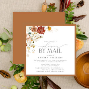 Invitation Elégant rouille orange Fête des mariées aquarelle