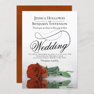 Invitation Elégant rouille Rose Classy Script Mariage