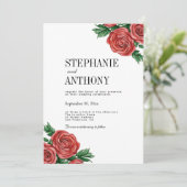 Invitation Élégant rouille rouge et Rose floral de Sage Maria (Debout devant)