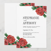 Invitation Élégant rouille rouge et Rose floral de Sage Maria (Devant / Derrière)