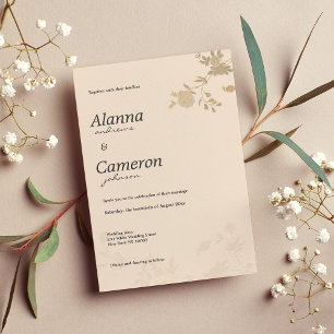 Invitation Elégant rousse pêche romantique Mariage floral