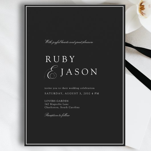 Invitation Elegant Royal Black & White Wedding