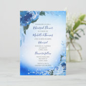 Invitation Elégant Royal Blue Aquarelle Floral Verdure (Debout devant)