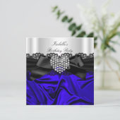 Invitation Elégant Royal Blue Black White Diamond Anniversair (Debout devant)