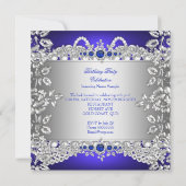 Invitation Elégant Royal Blue Diamonds Silver Floral Annivers (Dos)