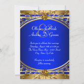Invitation Elégant Royal Blue et Mariage or (Dos)