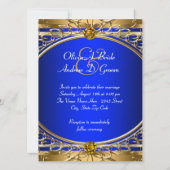 Invitation Elégant Royal Blue et Mariage or (Dos)