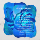 Invitation Elégant Royal Blue Floral Modèle Mariage (Devant / Derrière)