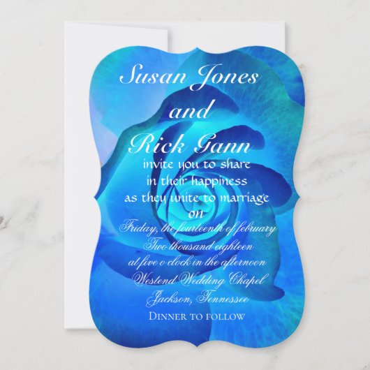 Invitation Elégant Royal Blue Floral Modèle Mariage (Devant)