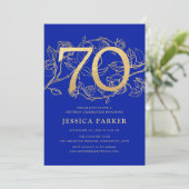 Invitation Elégant Royal Blue Gold 70e anniversaire (Debout devant)