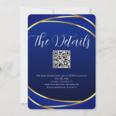 Invitation Élégant Royal Blue Gold Lace QR Code Mariage (Dos)