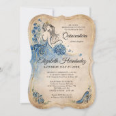 Invitation Elégant Royal Blue Gold Princess Quince Anniversai (Devant)
