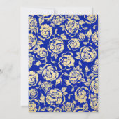 Invitation Elégant Royal Blue Gold Roses 30e anniversaire (Dos)