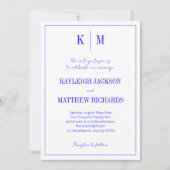 Invitation Elegant Royal Blue Monogram Wedding (Devant)