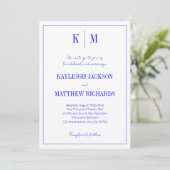 Invitation Elegant Royal Blue Monogram Wedding (Debout devant)