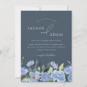 Invitation Élégant Royal Blue Opulence Fleur sauvage Mariage (Devant)