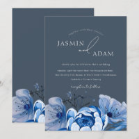 Élégant Royal Blue Opulence Floral Rose Mariage