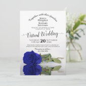 Invitation Elégant Royal Blue Reflet Rose Virtual Mariage (Debout devant)