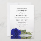 Invitation Elegant Royal Blue Rose Budget QR Code Wedding (Devant)