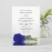 Invitation Elegant Royal Blue Rose Budget QR Code Wedding (Debout devant)