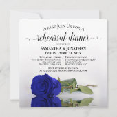 Invitation Élégant Royal Blue Rose Répétition et Dîner Mariag (Devant)