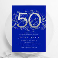 Elégant Royal Blue Silver 50e anniversaire