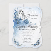 Invitation Elégant Royal Blue Silver Princess Quince Annivers (Devant)
