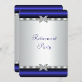 Invitation Élégant Royal Blue Womans Retraite Party (Devant / Derrière)