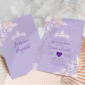 Invitation Elégant Royal Boho Lilac Floral Mis Quince Años