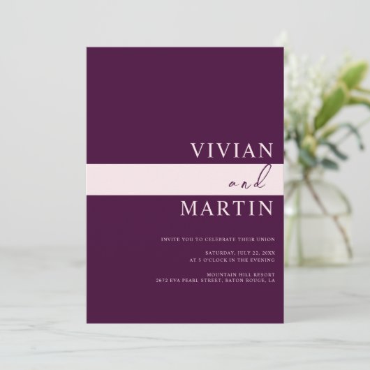 Invitation Élégant Royal Crimson Mariage tout-en-un QR (Debout devant)