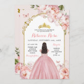 Invitation Elégant Royal Gold Dusty Rose Princesse Quinceañer (Devant / Derrière)