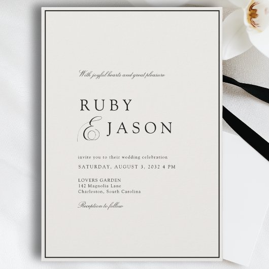 Invitation Elegant Royal Ivory & Black  Wedding