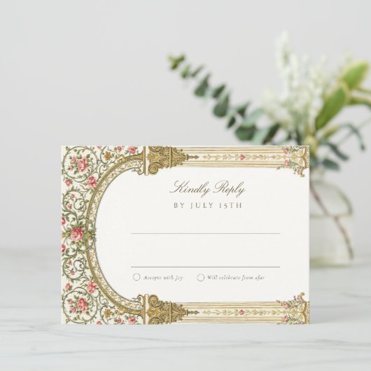 Invitation Elegant RSVP Card with Baroque Gold