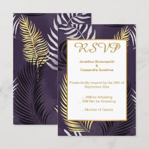 INVITATION ÉLÉGANT RSVP FLEURALE HAWAIENNE VIOLET