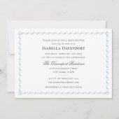 Invitation Élégant ruban bonbon Baby shower rayé bleu (Devant)