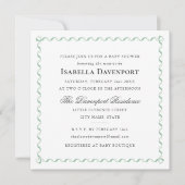 Invitation Élégant Ruban Fête de Naissance Script Rayures Ver (Devant)