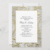 Invitation Elégant Ruban Feuille Blanc Or 50e Anniversaire (Dos)