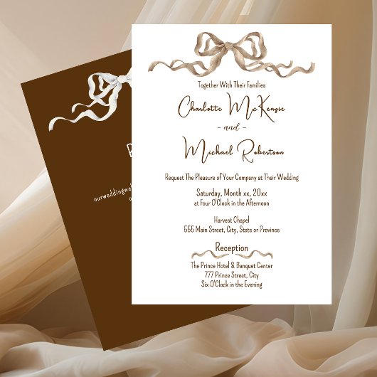 Invitation Élégant Ruban Romantique Mariage