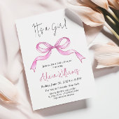 Invitation Élégant ruban rose Bow Baby shower bébé fille fill