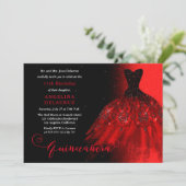 Invitation Elégant Ruby Red Gown espagnol Quinceañera (Debout devant)