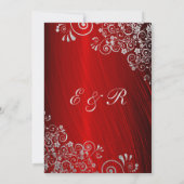 Invitation Élégant Ruby Red Silver Grey Swirls Mariage (Dos)