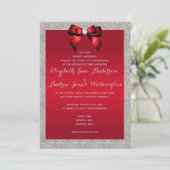 Invitation Elégant Ruby Red & Silver Parties scintillant Mari (Debout devant)