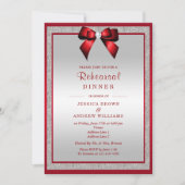 Invitation Elégant Ruby Rouge Argent Parties scintillant Dîne (Devant)