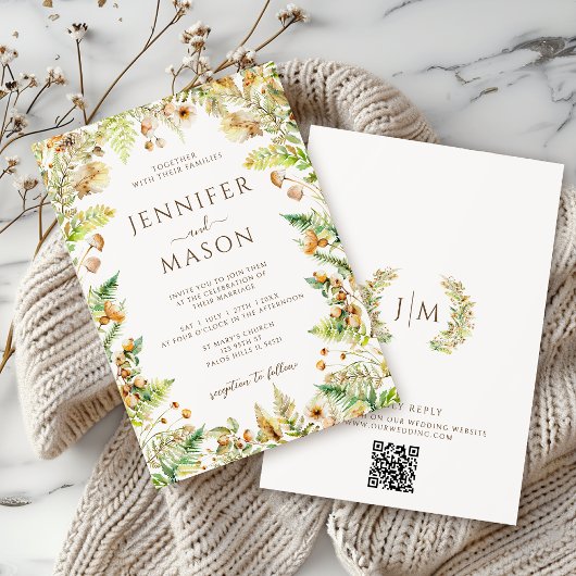 Invitation Elegant Rustic Autumn Forest Fall Wedding